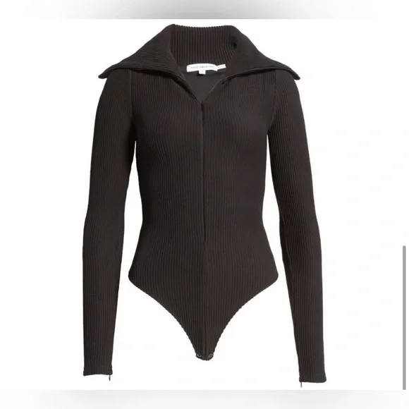 Good American Long Sleeve Funnel Neck Rib Bodysuit - Picture 4 of 11